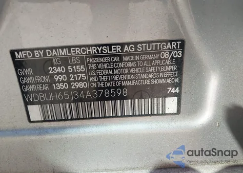 2004 Mercedes-Benz E 320 z USA, uszkodzony, nr VIN WDBUH65J34A378598